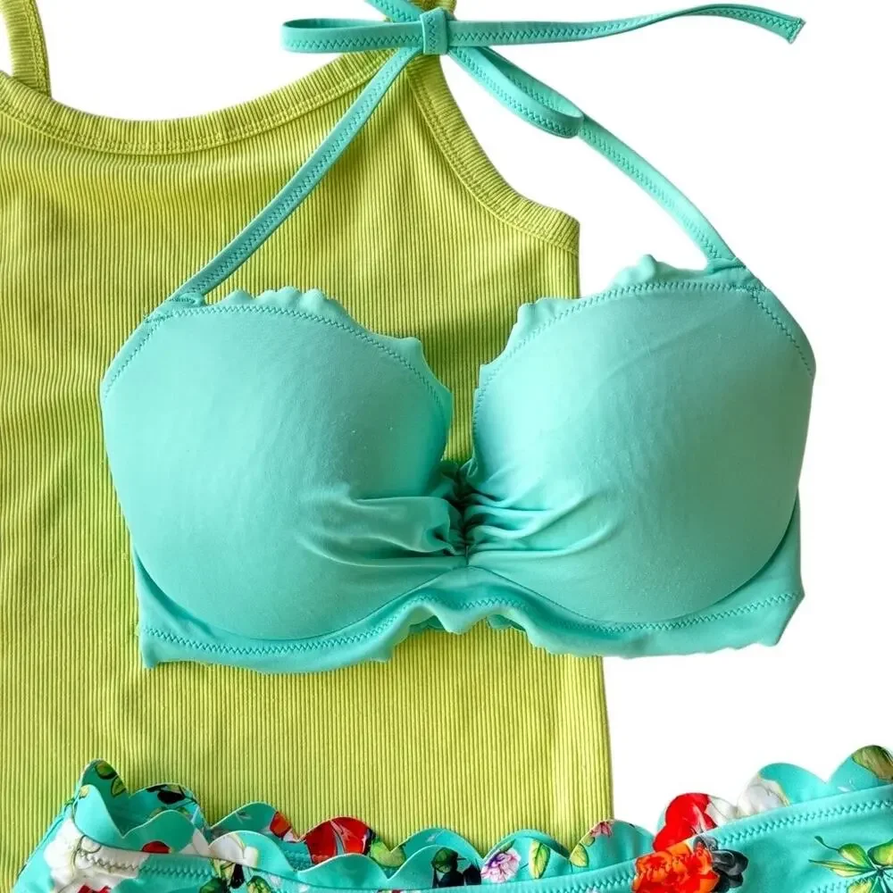 Bundle🛍️ Victoria’s Secret Bikini Mismatched Set & Tank Top Summer Floral Blue